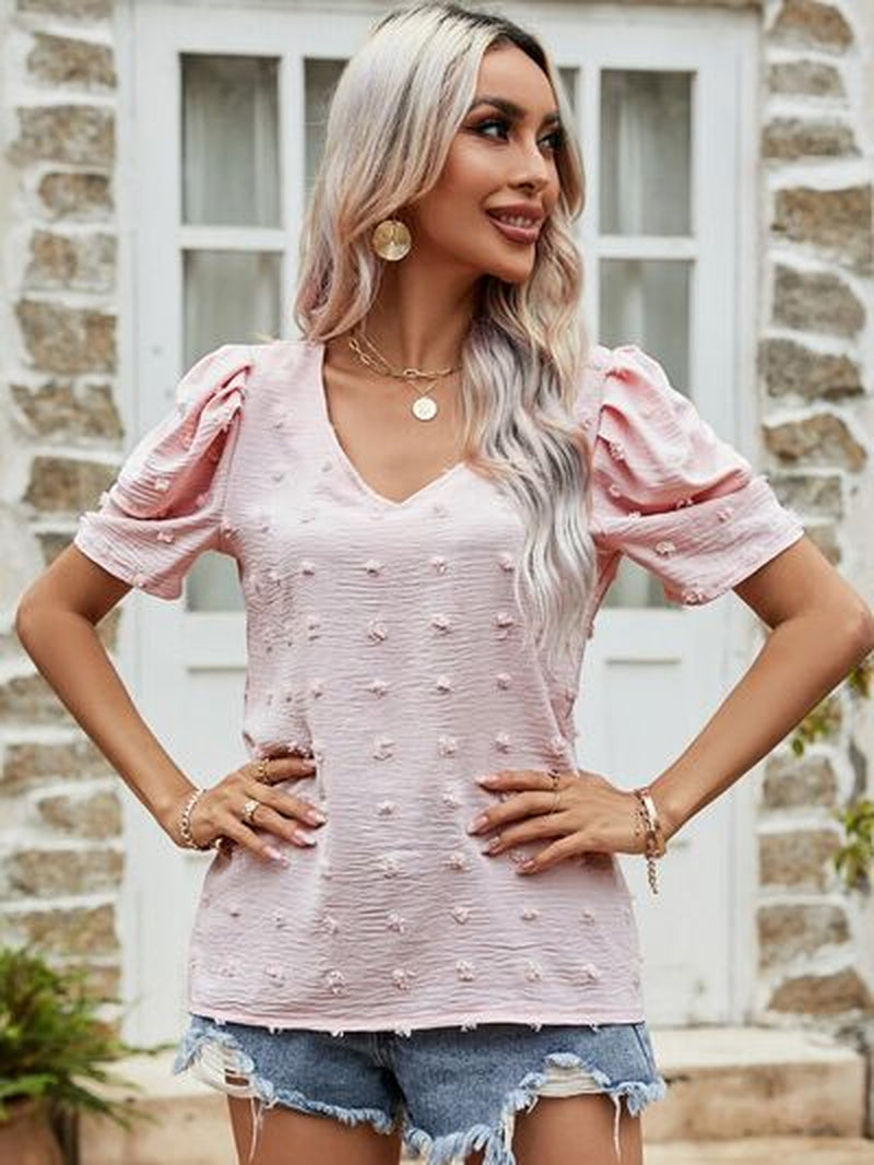 Chic Dot Puff Sleeve Top