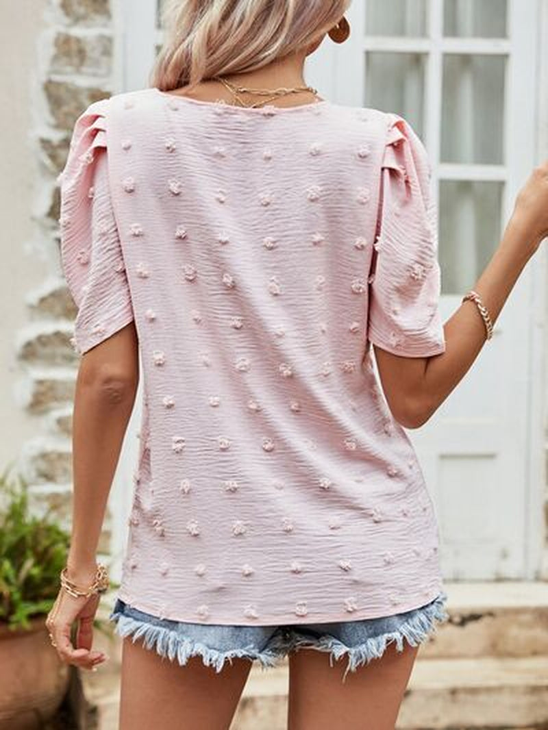Chic Dot Puff Sleeve Top