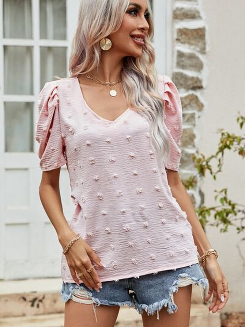 Chic Dot Puff Sleeve Top