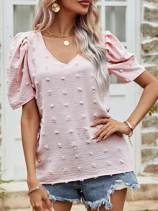 Chic Dot Puff Sleeve Top 